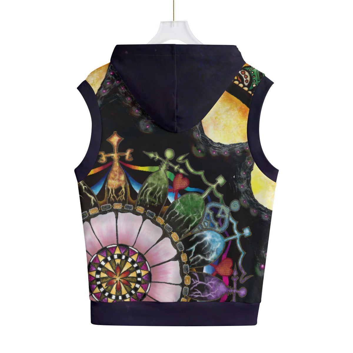 Obsidian Grandmothers Mandala D Unisex Hooded Vest -100% Cotton