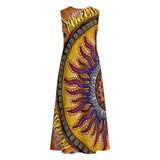Solar Disc Mandala D - Women's Sleeveless Dress With Pocket - 100% Cotton
