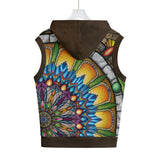 Emerald Arrows Mandala D Unisex Hooded Vest -100% Cotton