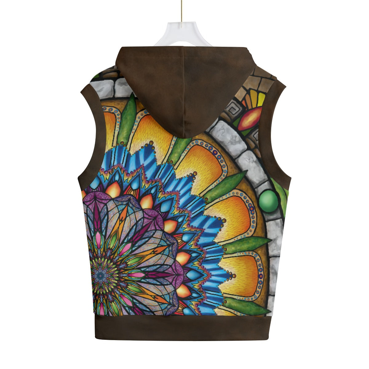 Emerald Arrows Mandala D Unisex Hooded Vest -100% Cotton