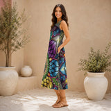 Mystic Jewel Mandala - Women's Sleeveless Dress With Pockets - 100% Cotton