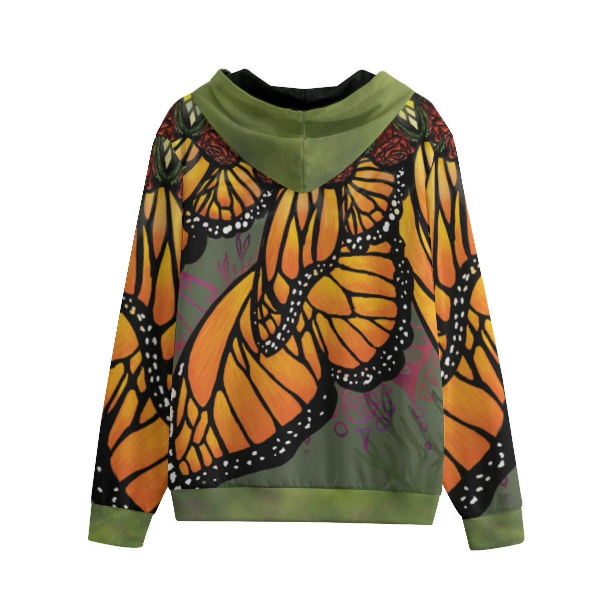 Monarch Butterfly Mandala A Unisex Zip Hoodie - 100% Cotton