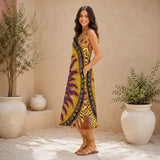 Solar Disc Mandala D - Women's Sleeveless Dress With Pocket - 100% Cotton