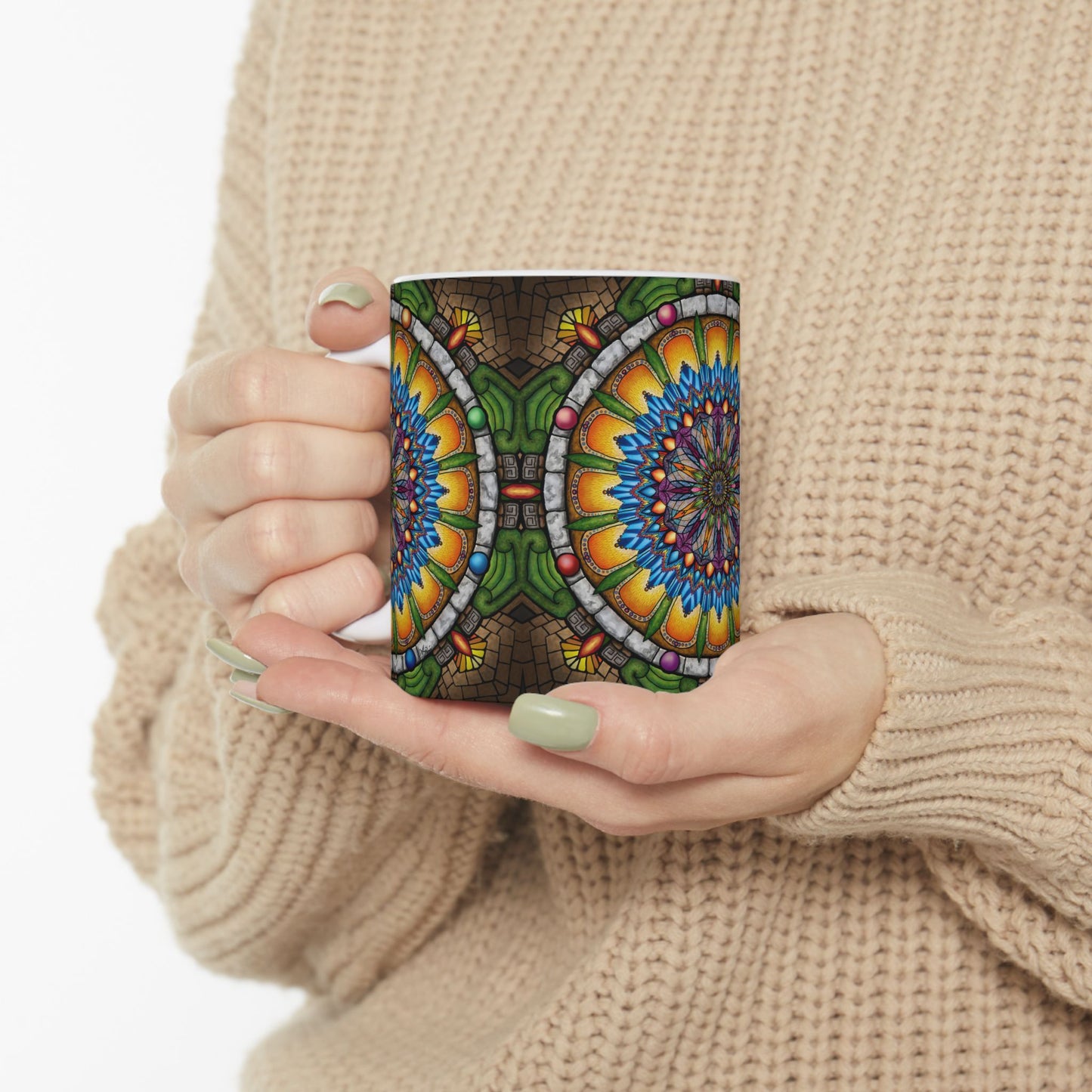 Pacio, Adam - Emerald Arrows Mandala - Ceramic Mug