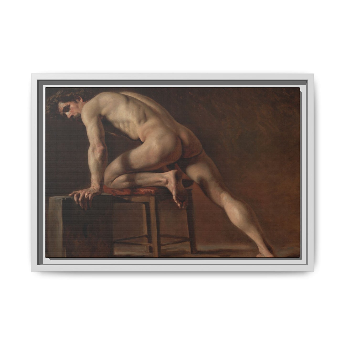 Courbet, Gustave - Study of a Nude Man (1840) - Matte Canvas, Framed