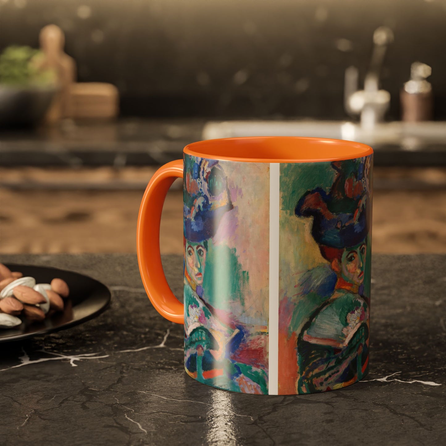 Matisse, Henri - Woman with a Hat (1905) - Colorful Accent Mugs