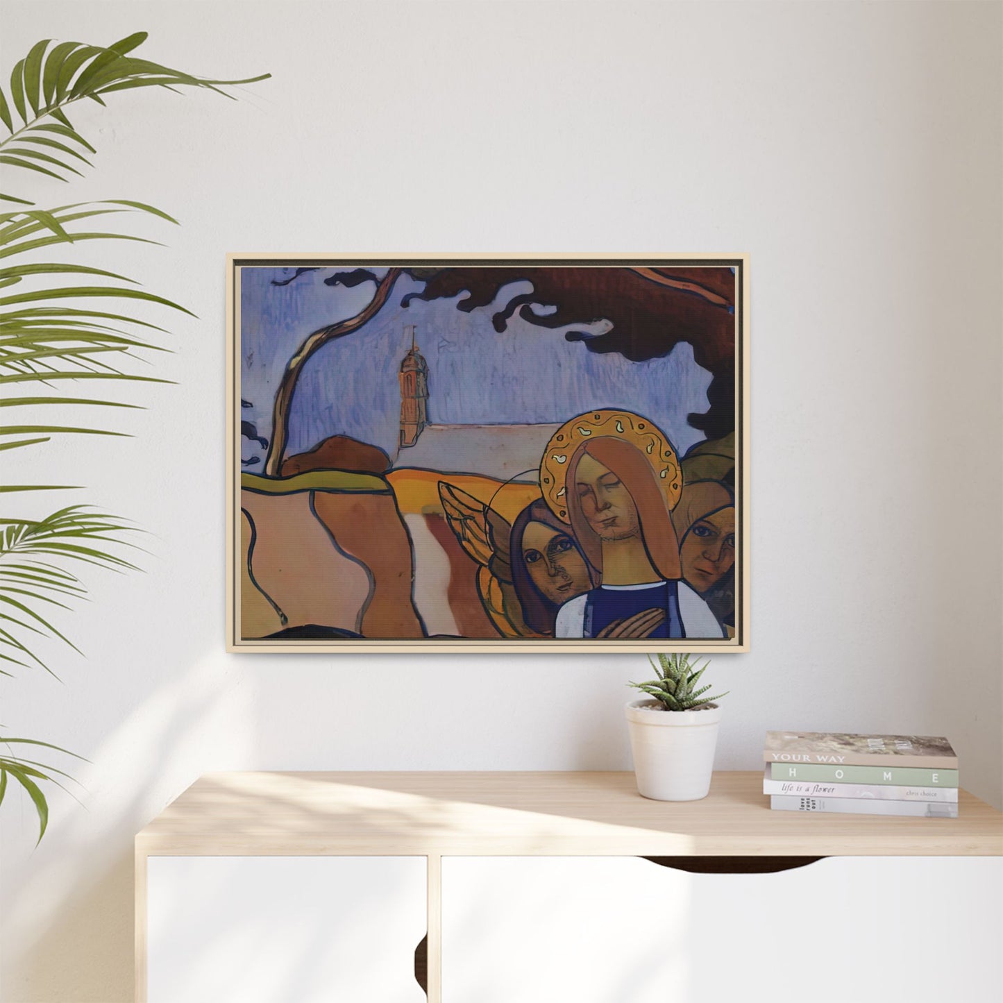Filiger, Charles - Virgin and Two Angels (1895) - Matte Canvas, Framed
