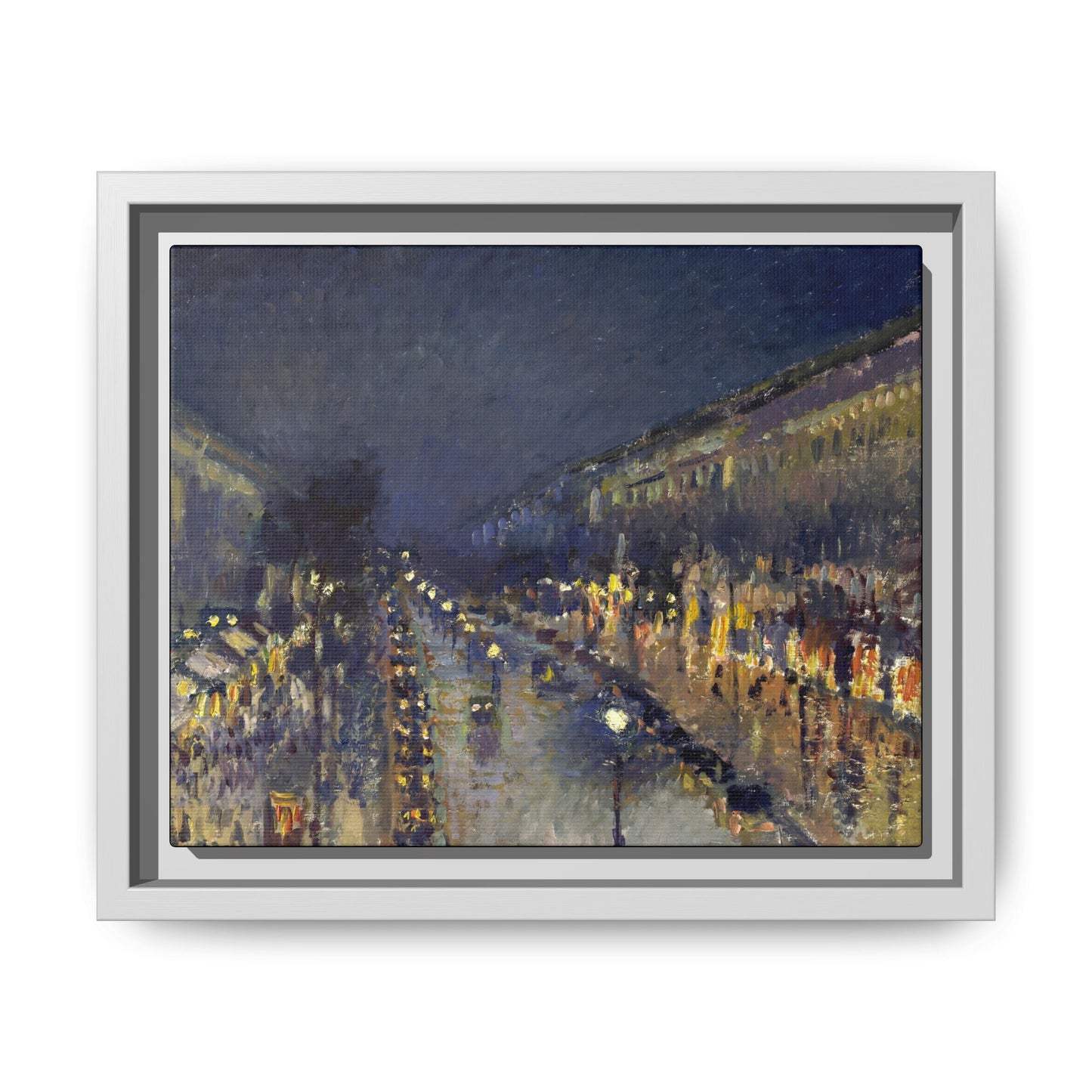 Pissarro, Camille - The Boulevard Montmartre At Night (1897) - Matte Canvas, Framed