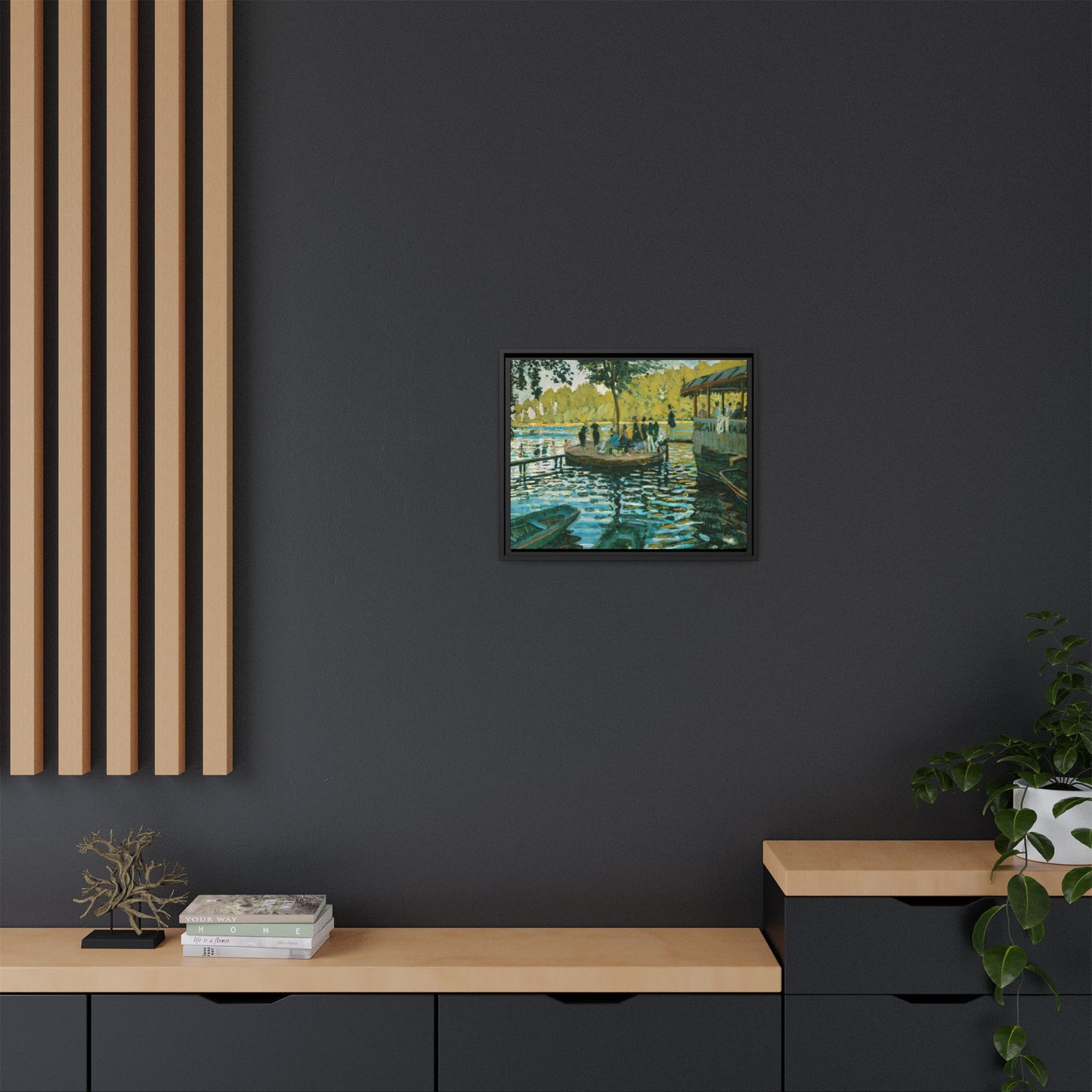 Monet, Claude - La Grenouillere (1869) - Matte Canvas, Framed