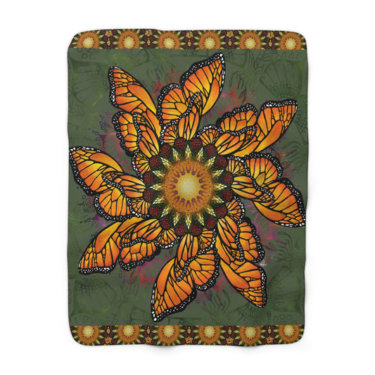 Pacio, Adam - Monarch Buttefly Mandala - Sherpa Fleece Blanket