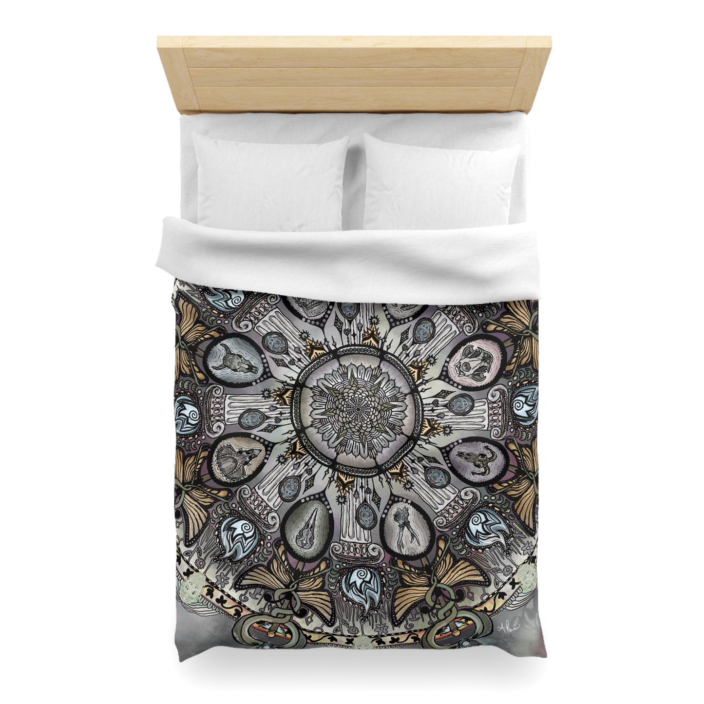 Pacio, Adam - Memento Mori Mandala - Microfiber Duvet Cover