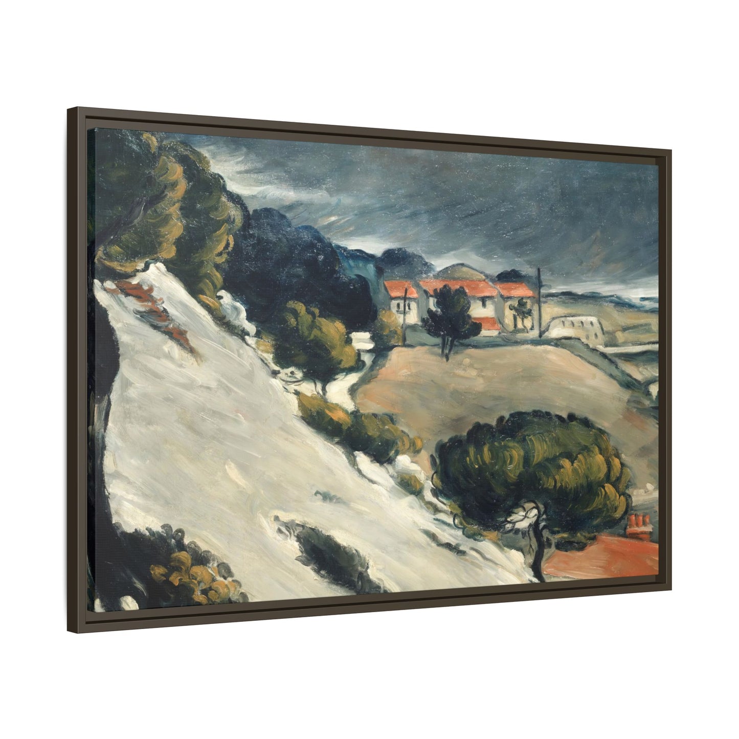 Cézanne, Paul - L’Estaque, Melting Snow (1870) - Matte Canvas, Framed