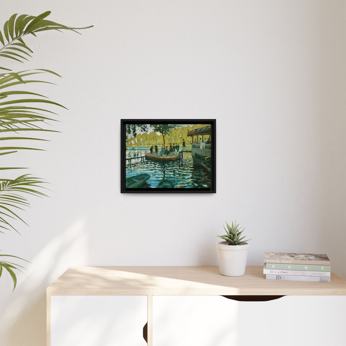 Monet, Claude - La Grenouillere (1869) - Matte Canvas, Framed