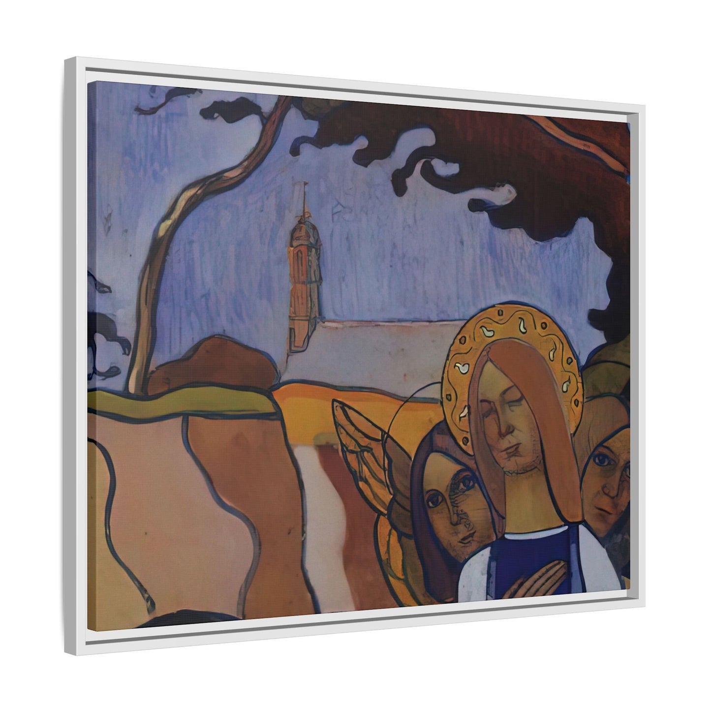 Filiger, Charles - Virgin and Two Angels (1895) - Matte Canvas, Framed