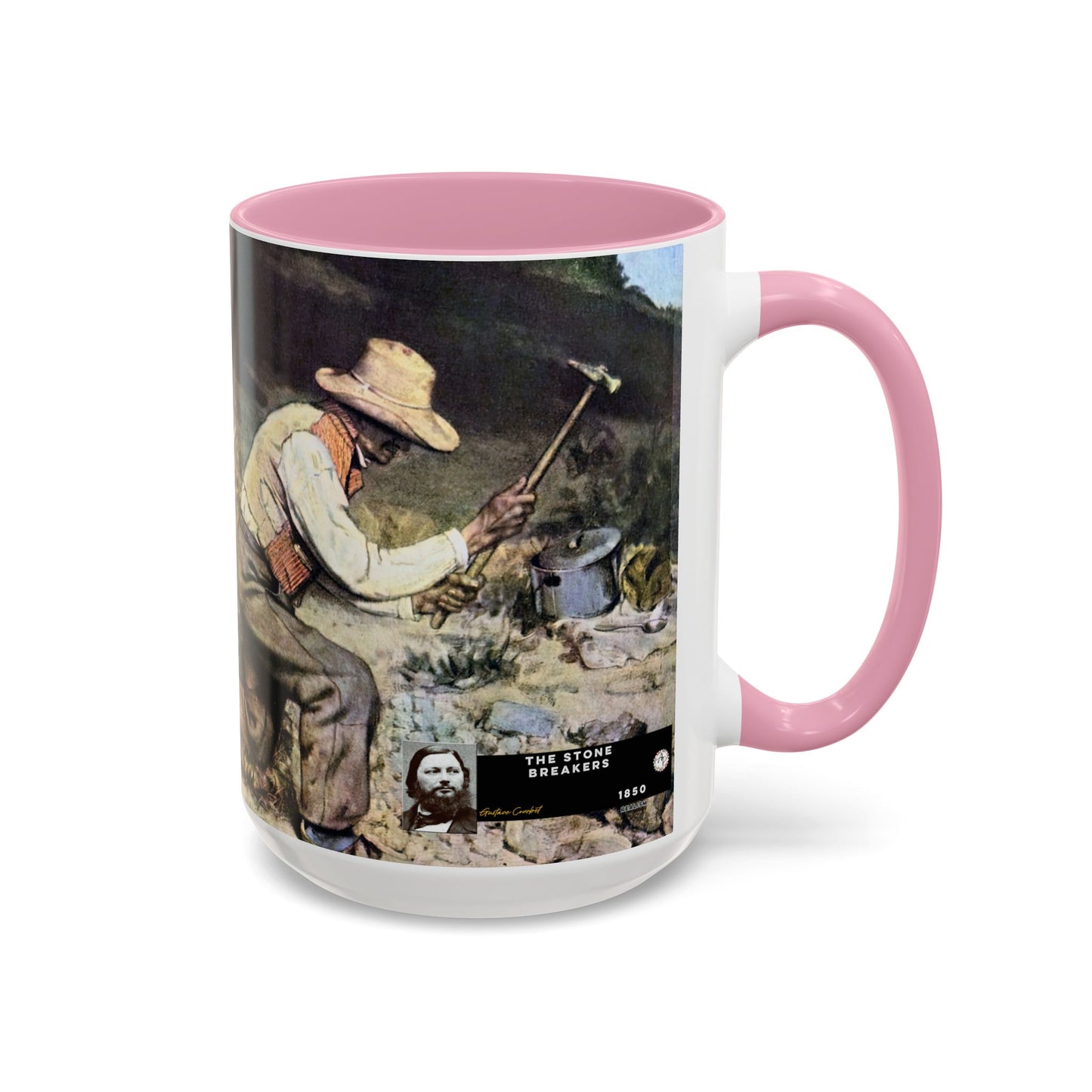 Courbet, Gustave - The Stone Breakers (1850) - Colorful Accent Mugs