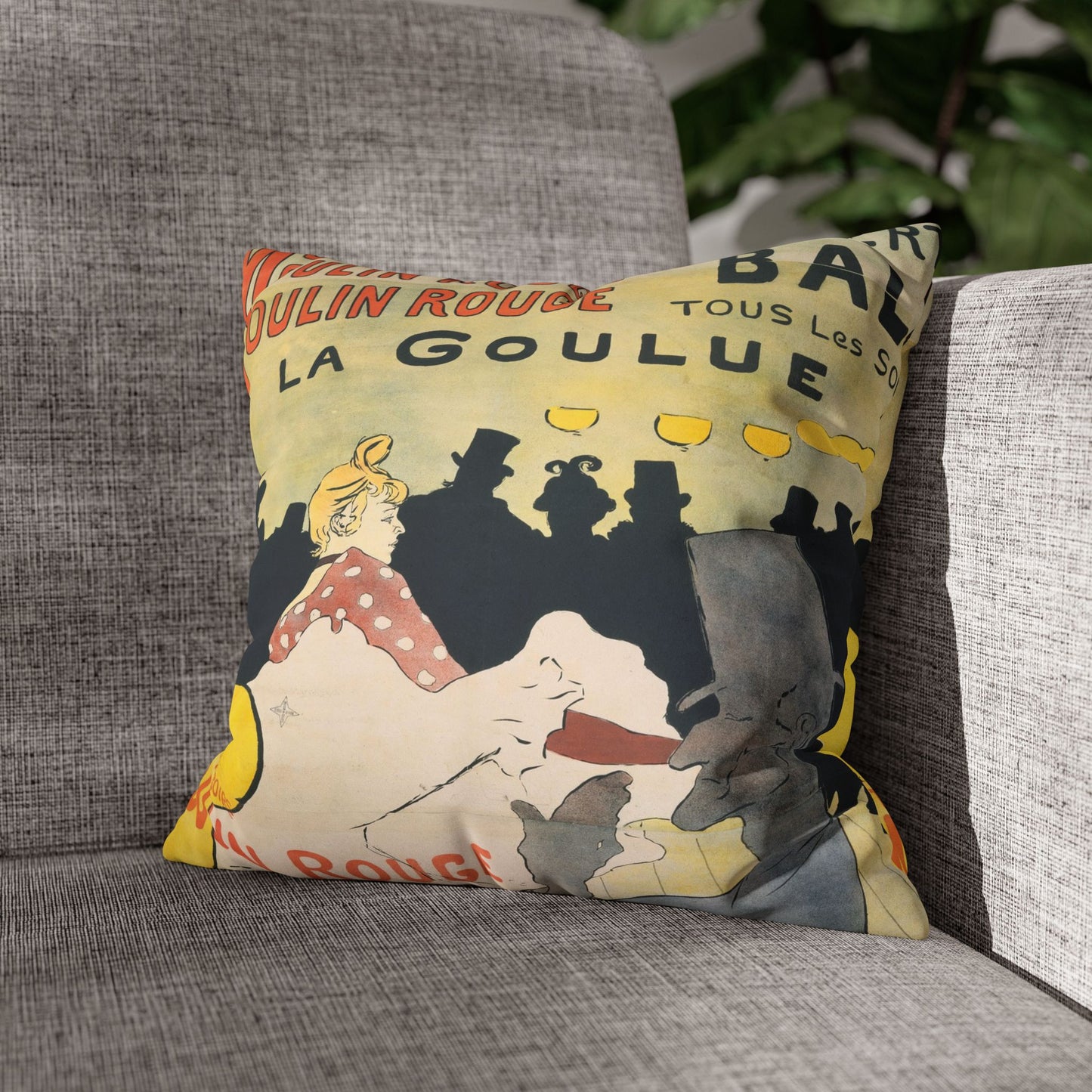 Toulouse-Lautrec, Henri - Moulin Rouge - La Goulue (1891) - Suede Square Pillowcase