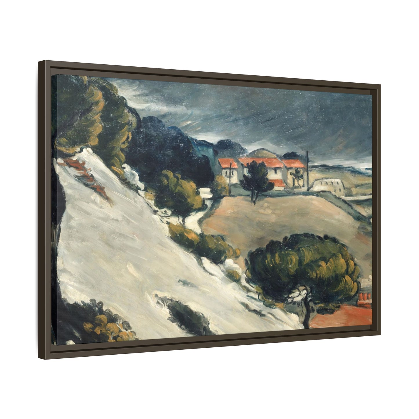 Cézanne, Paul - L’Estaque, Melting Snow (1870) - Matte Canvas, Framed