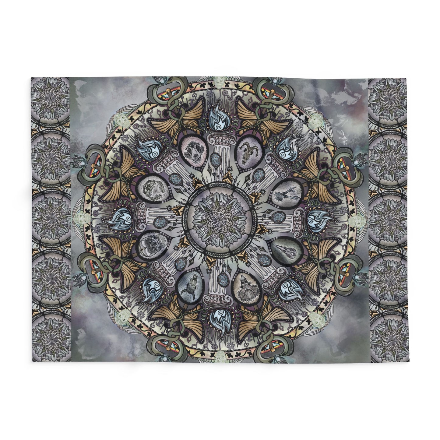 Memento Mori Mandala - Arctic Fleece Blanket