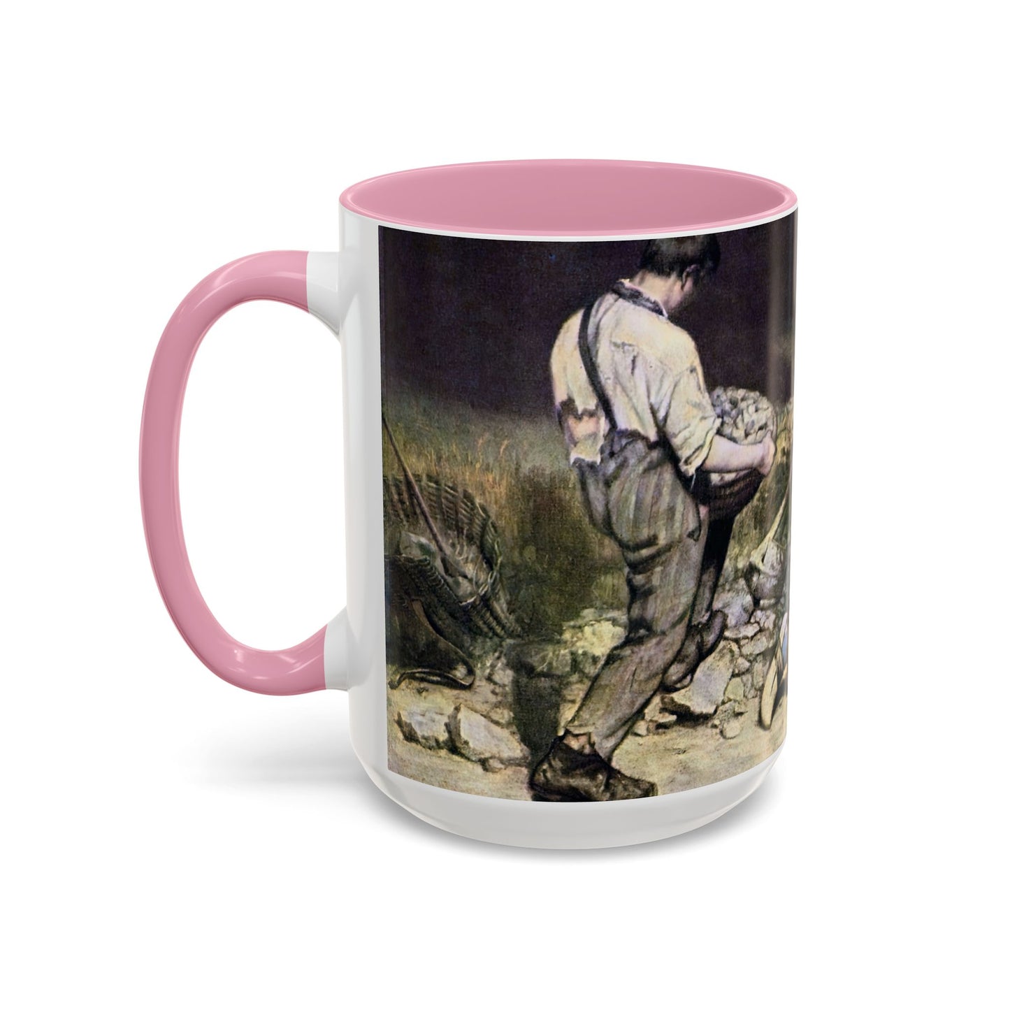 Courbet, Gustave - The Stone Breakers (1850) - Colorful Accent Mugs