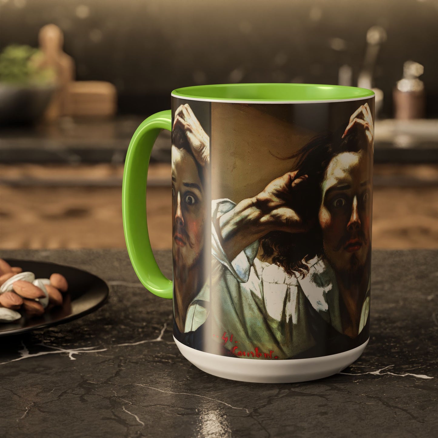 Courbet, Gustave - The Desperate Man (1843) - Colorful Accent Mugs