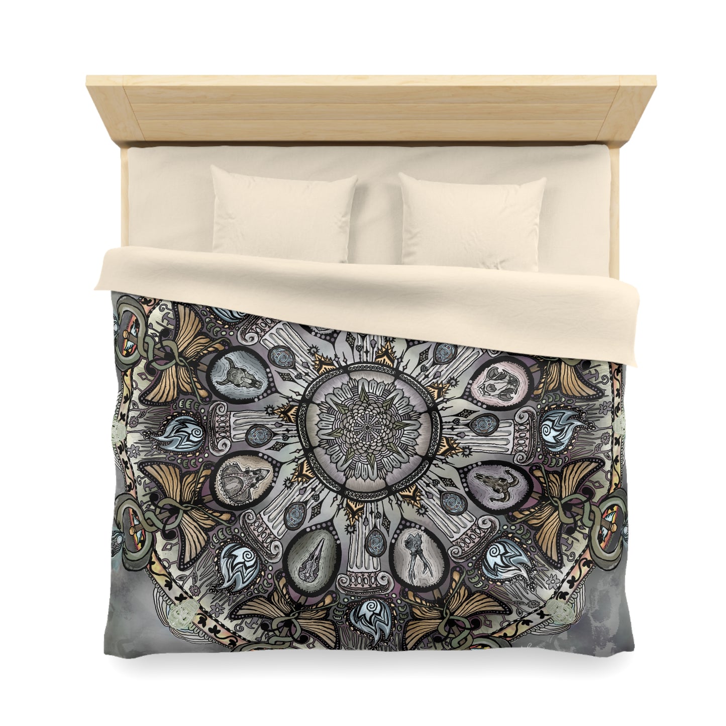 Pacio, Adam - Memento Mori Mandala - Microfiber Duvet Cover