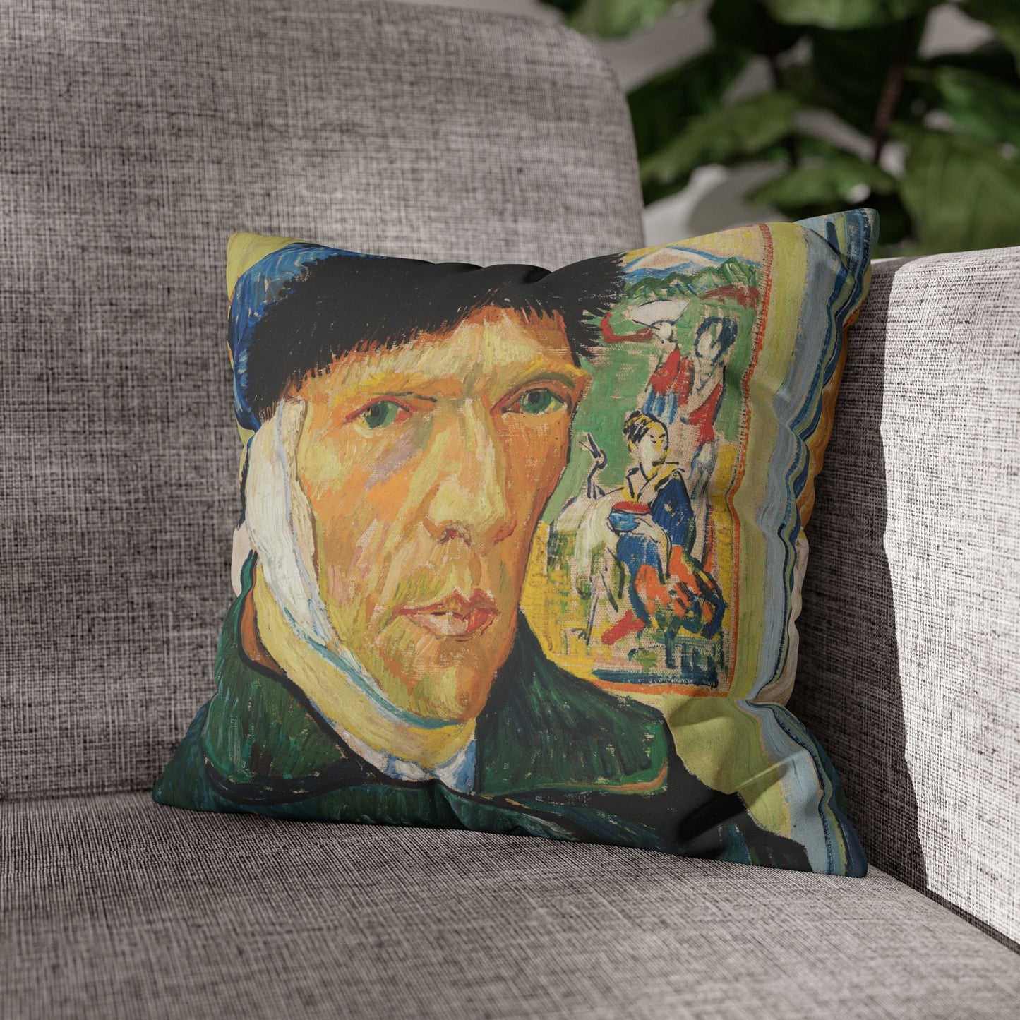 Van Gogh, Vincent - Self Portrait with Bandaged Ear (1889) - Suede Square Pillowcase