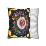 Obsidian Grandmothers Mandala - Suede Square Pillowcase