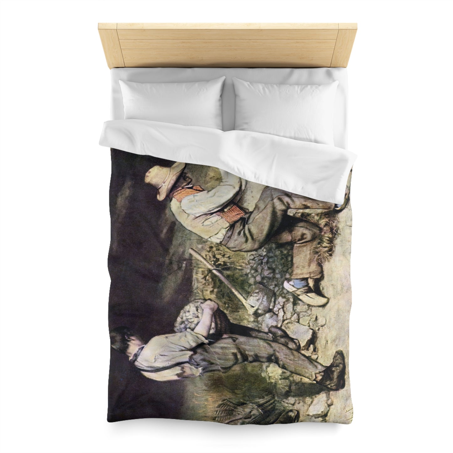 Courbet, Gustave - The Stone Breakers (1850) - Microfiber Duvet Cover