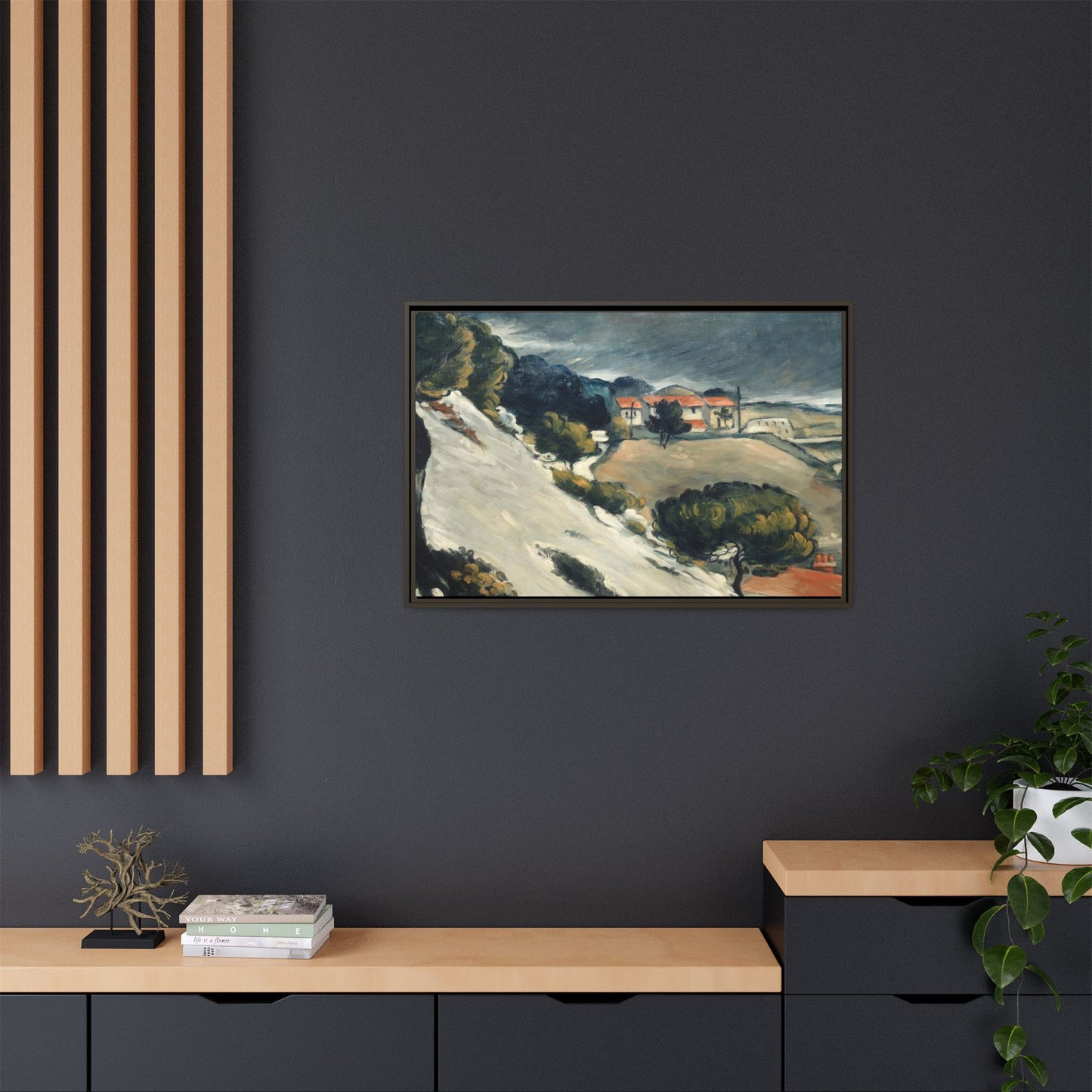 Cézanne, Paul - L’Estaque, Melting Snow (1870) - Matte Canvas, Framed
