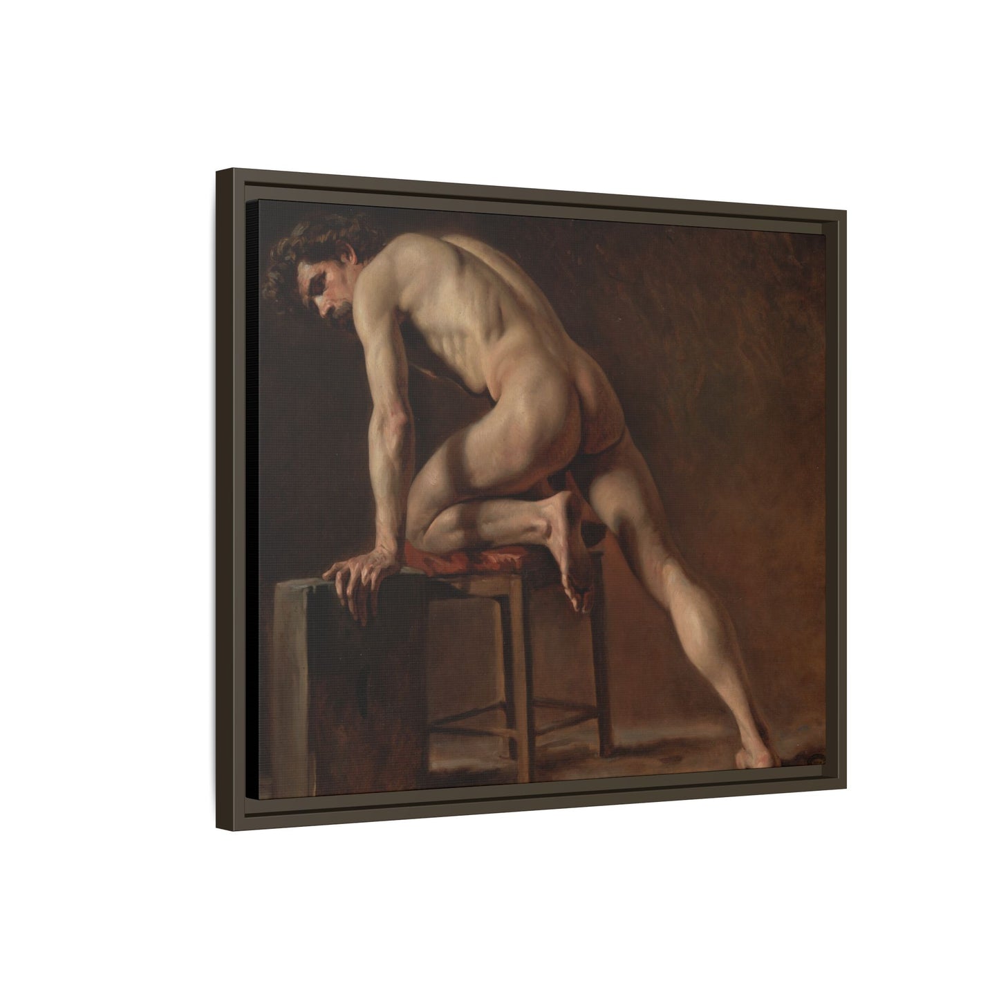 Courbet, Gustave - Study of a Nude Man (1840) - Matte Canvas, Framed