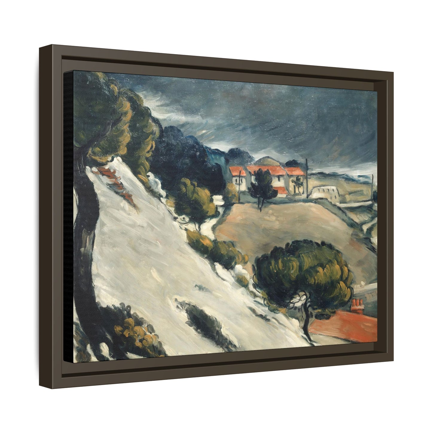 Cézanne, Paul - L’Estaque, Melting Snow (1870) - Matte Canvas, Framed