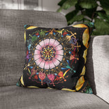Obsidian Grandmothers Mandala - Suede Square Pillowcase