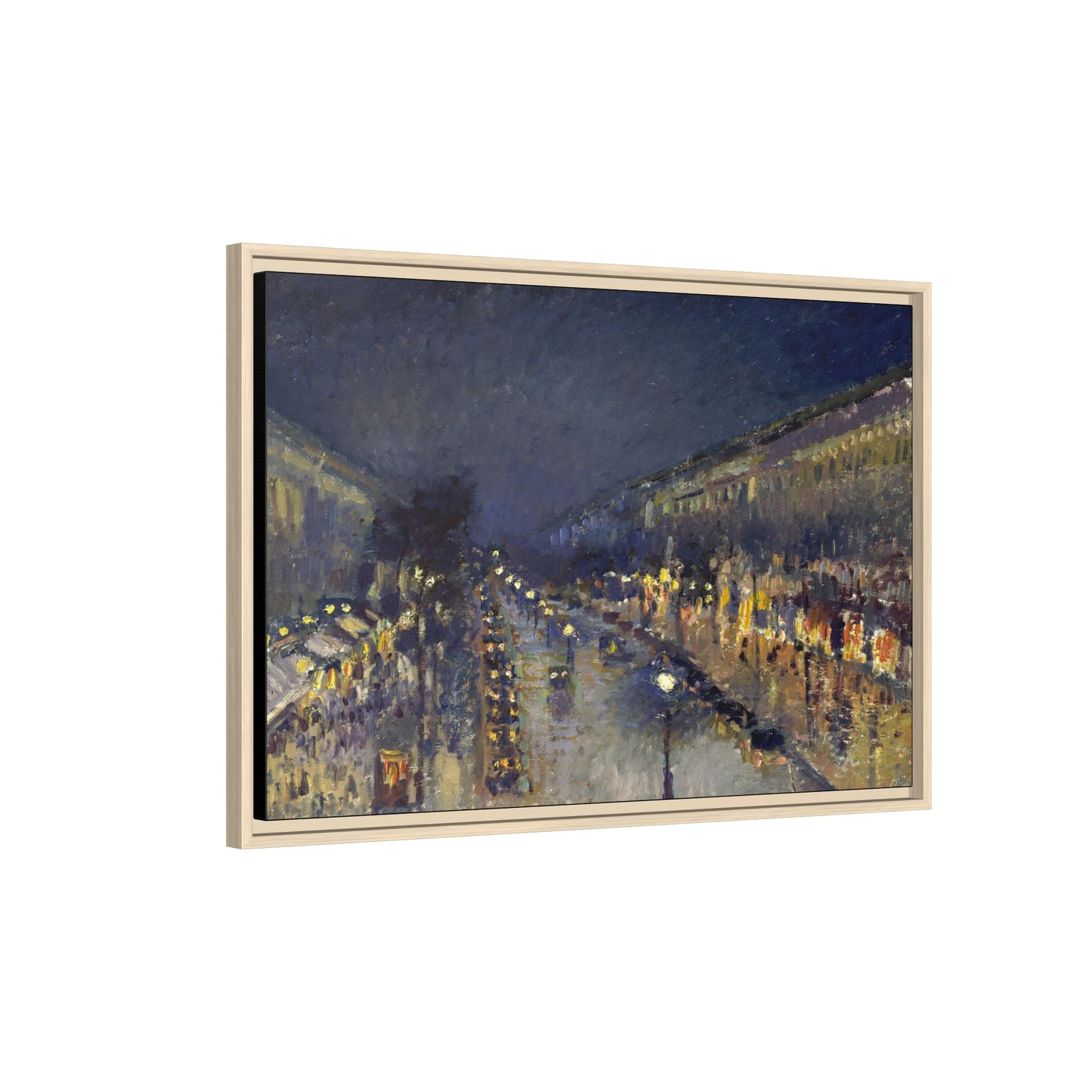 Pissarro, Camille - The Boulevard Montmartre At Night (1897) - Matte Canvas, Framed