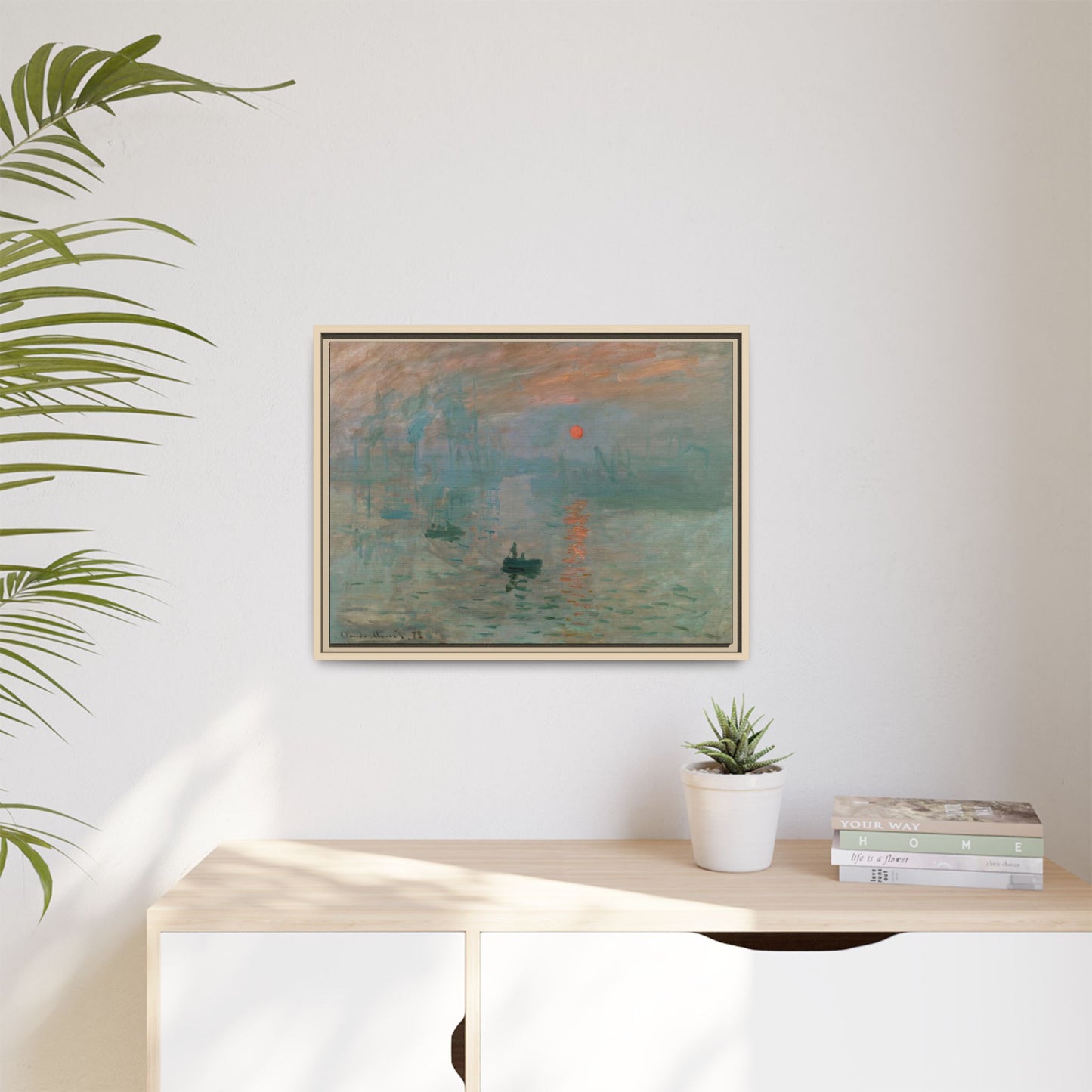Monet, Claude - Impression, Sunrise (1872) - Matte Canvas, Framed