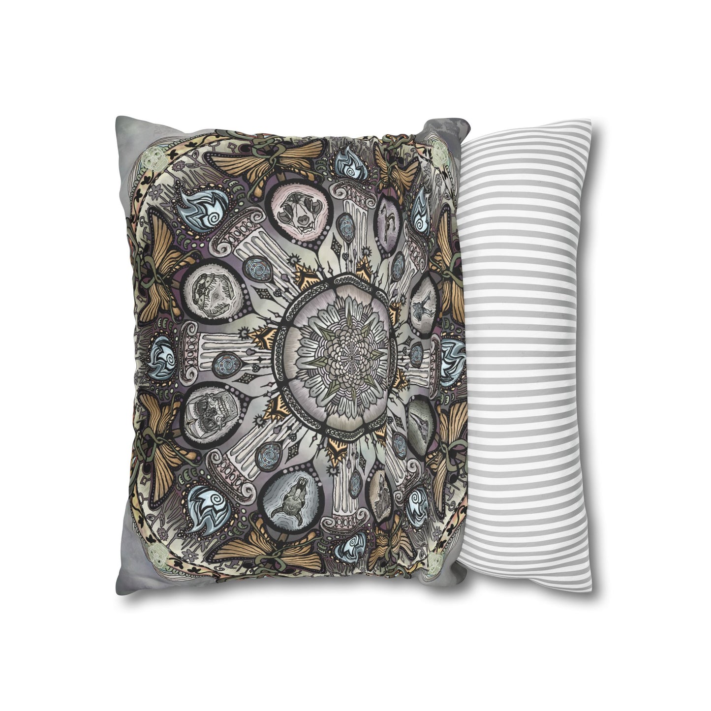 Pacio, Adam - Memento Mori Mandala - Suede Square Pillowcase