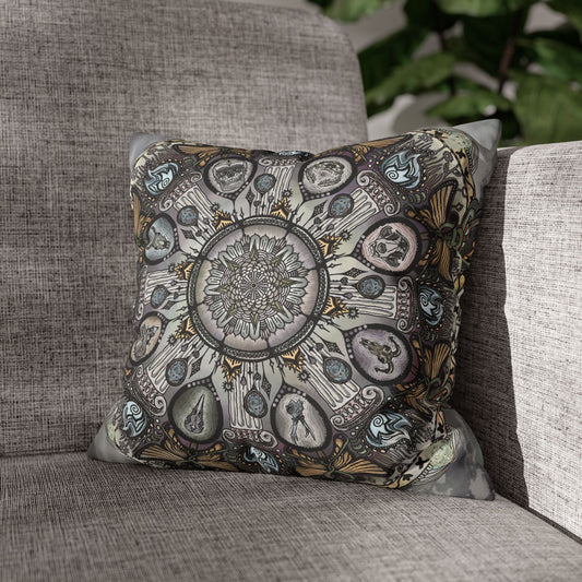 Pacio, Adam - Memento Mori Mandala - Suede Square Pillowcase