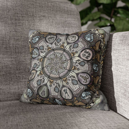 Pacio, Adam - Memento Mori Mandala - Suede Square Pillowcase