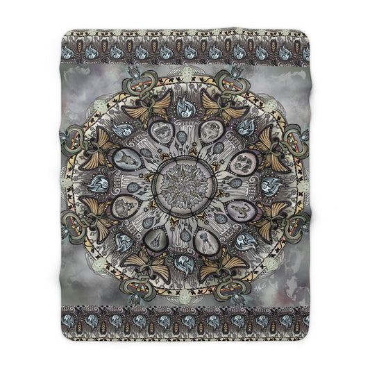 Memento Mori Mandala - Sherpa Fleece Blanket