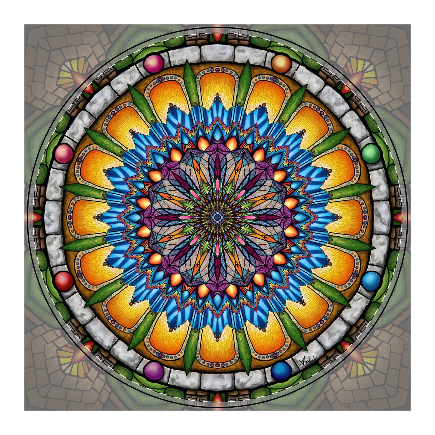 Emerald Arrows Mandala - PU Leather Mouse Mat