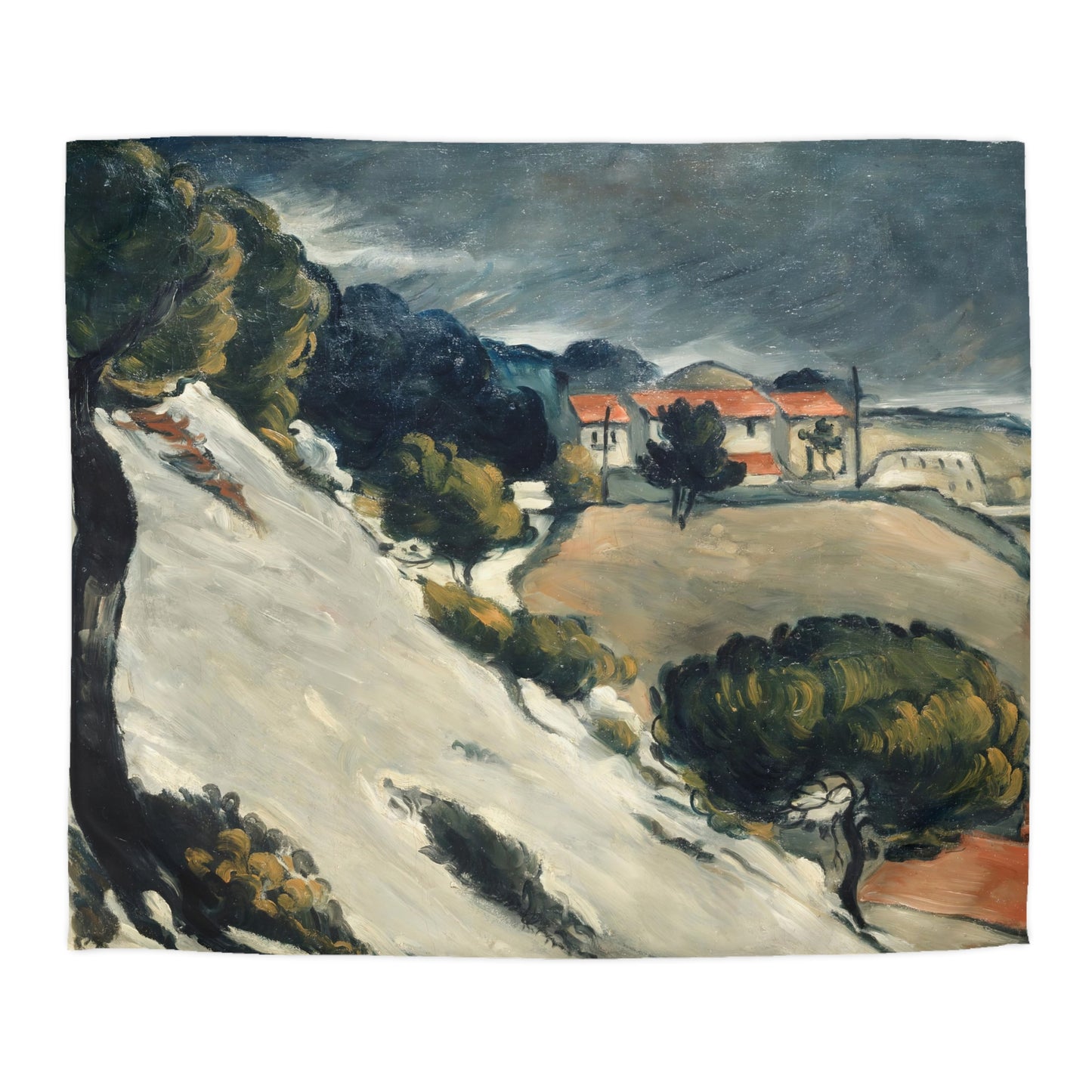 Cézanne, Paul - L’Estaque, Melting Snow (1870) - Microfiber Duvet Cover