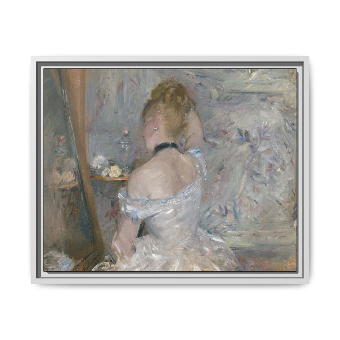 Morisot, Berthe - Woman at Her Toilette (1880) - Matte Canvas, Framed