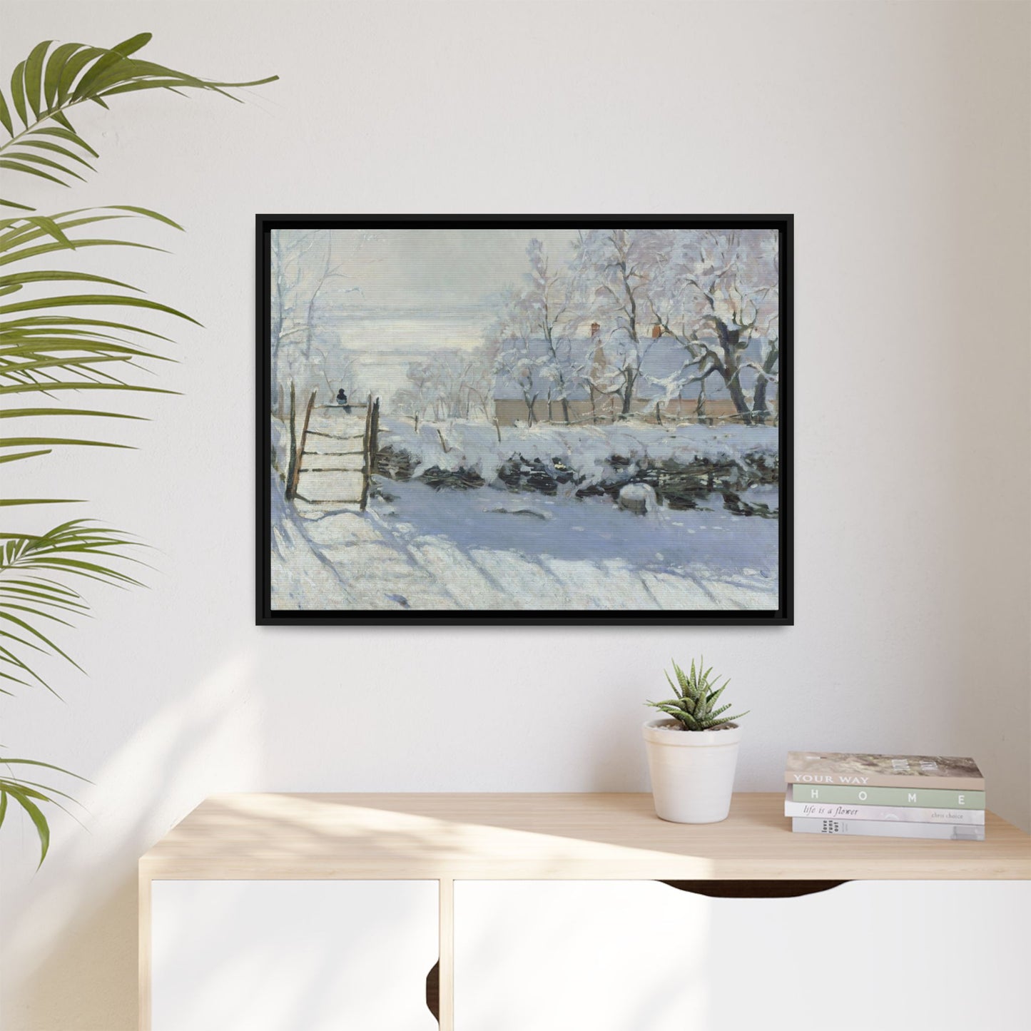 Monet, Claude - The Magpie (1868) - Matte Canvas, Framed