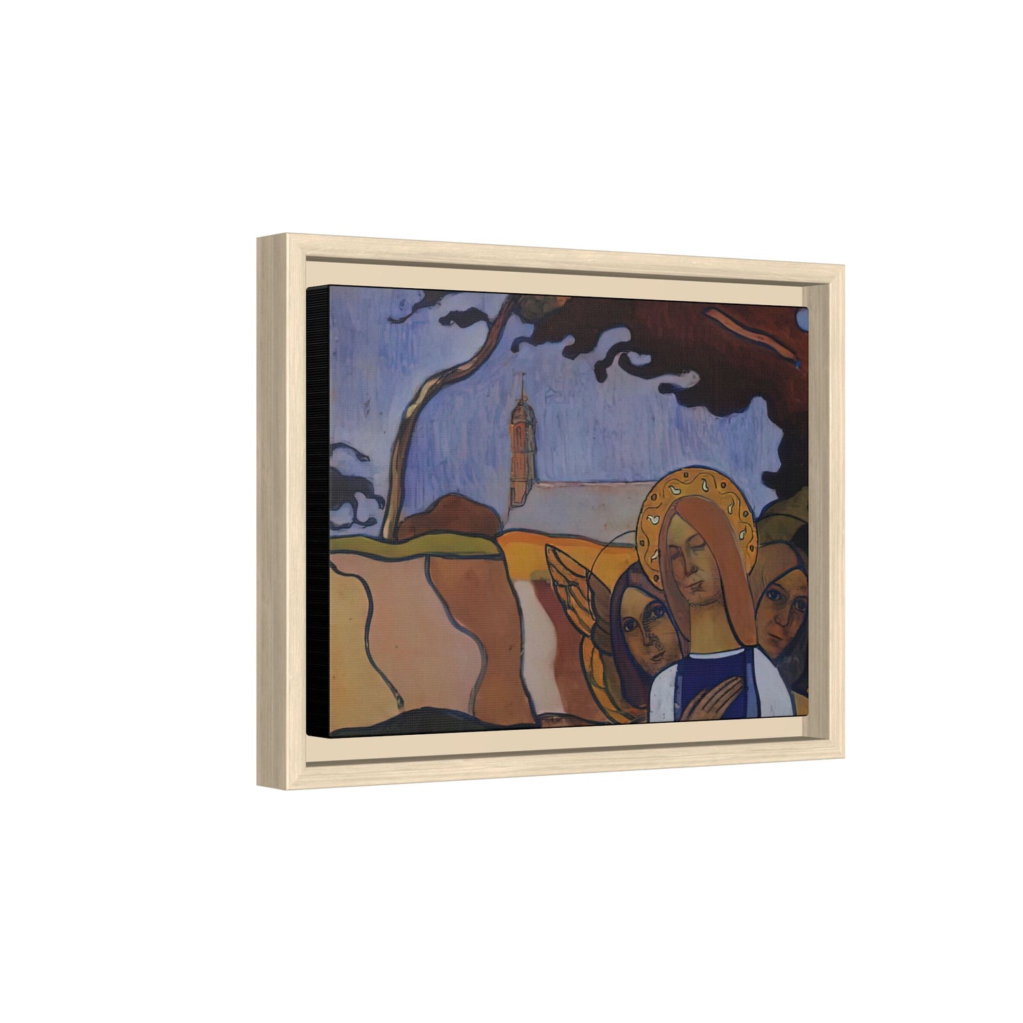 Filiger, Charles - Virgin and Two Angels (1895) - Matte Canvas, Framed