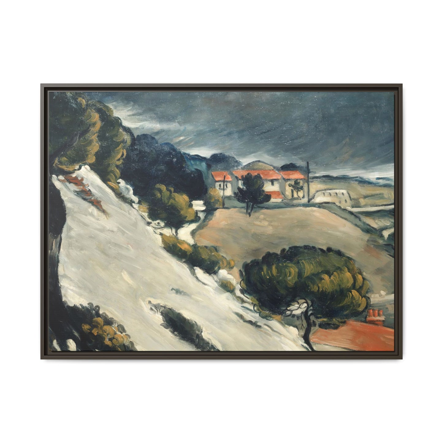 Cézanne, Paul - L’Estaque, Melting Snow (1870) - Matte Canvas, Framed