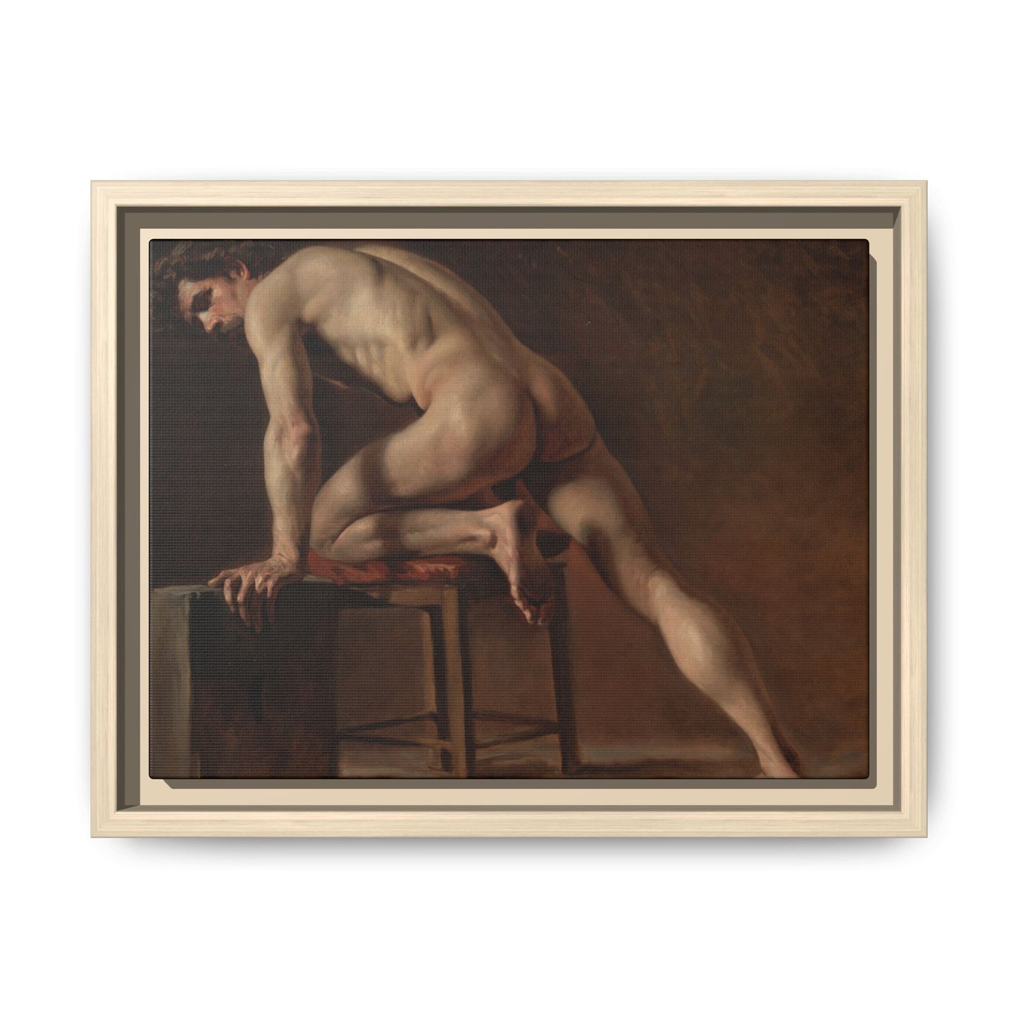 Courbet, Gustave - Study of a Nude Man (1840) - Matte Canvas, Framed