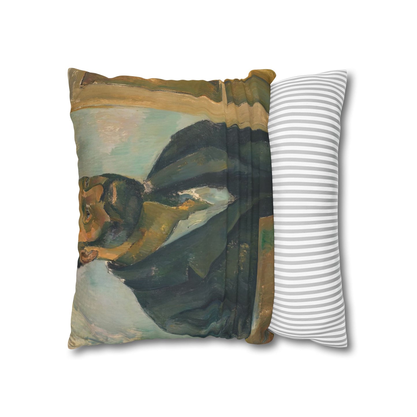 Cézanne, Paul - Portrait of the Artist with a Palette (1890) - Suede Square Pillowcase