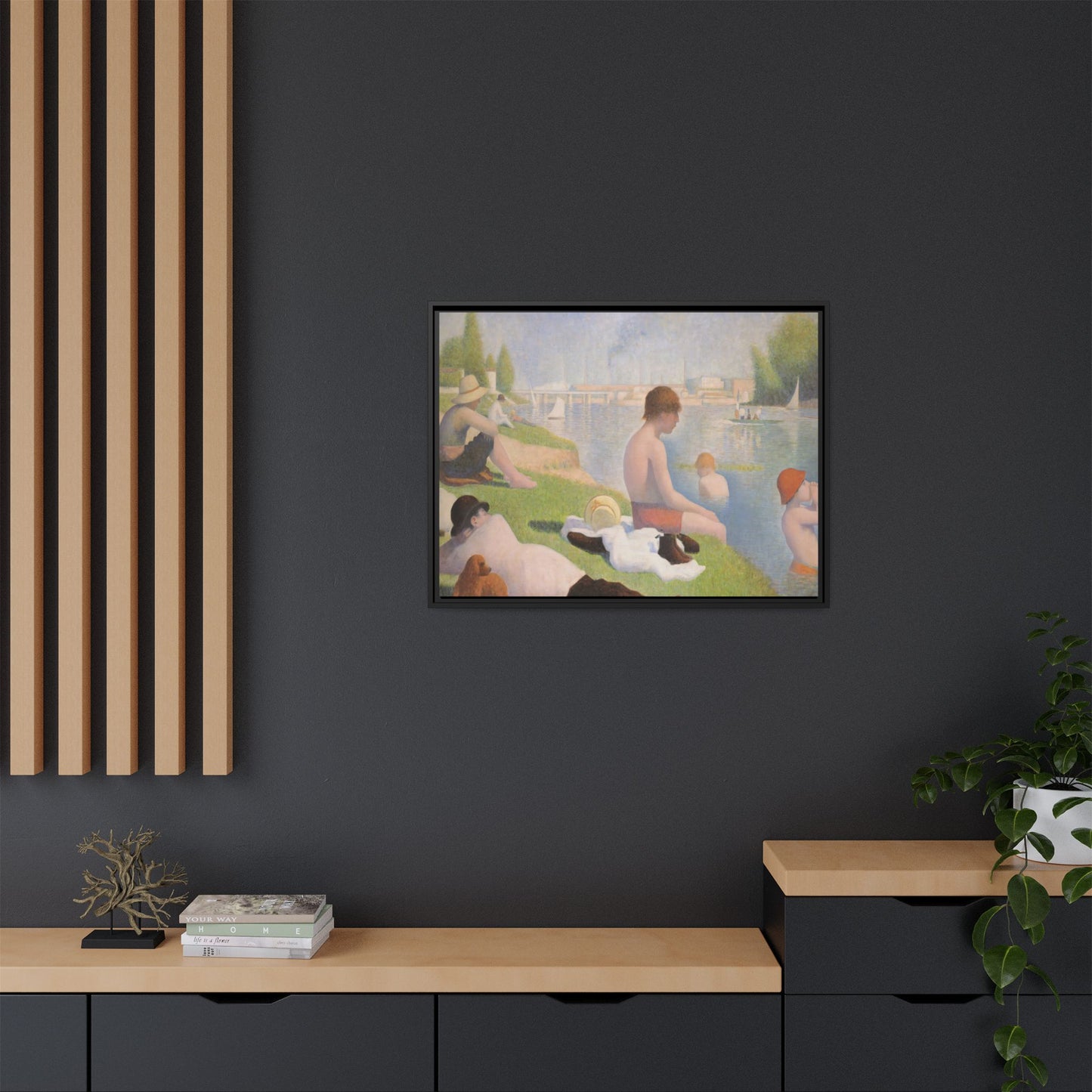 Seurat, Georges - Bathers at Asnières (1884) - Matte Canvas, Framed