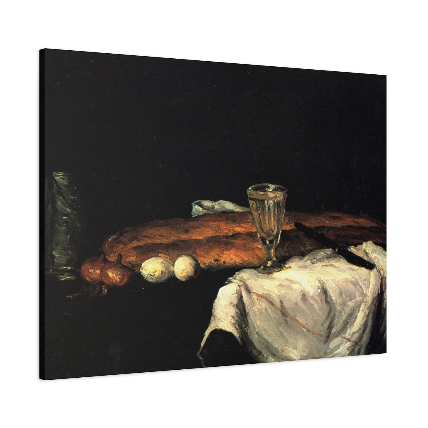 Cézanne, Paul - Still Life with Bread and Eggs (1865) - Canvas Block, unframed