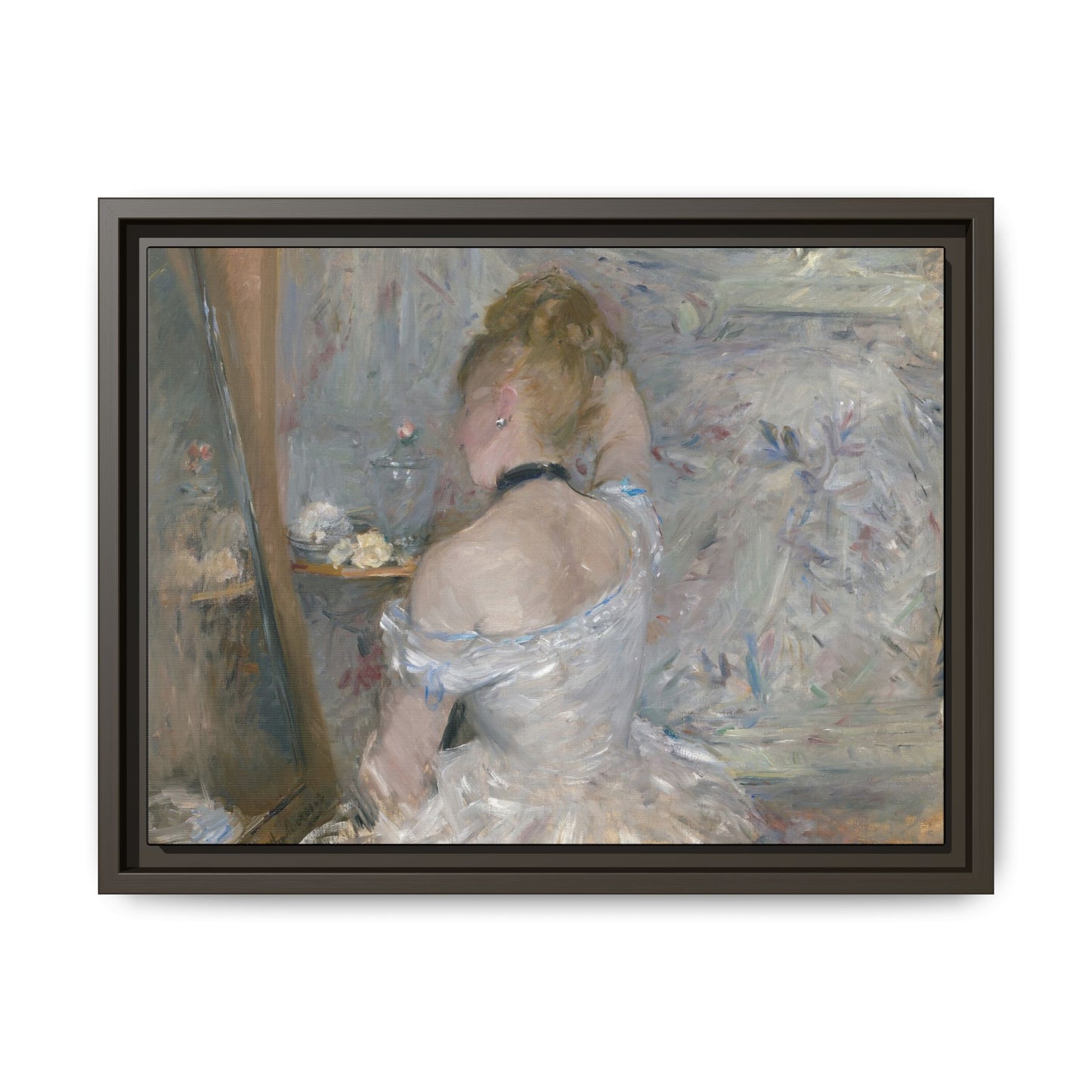 Morisot, Berthe - Woman at Her Toilette (1880) - Matte Canvas, Framed