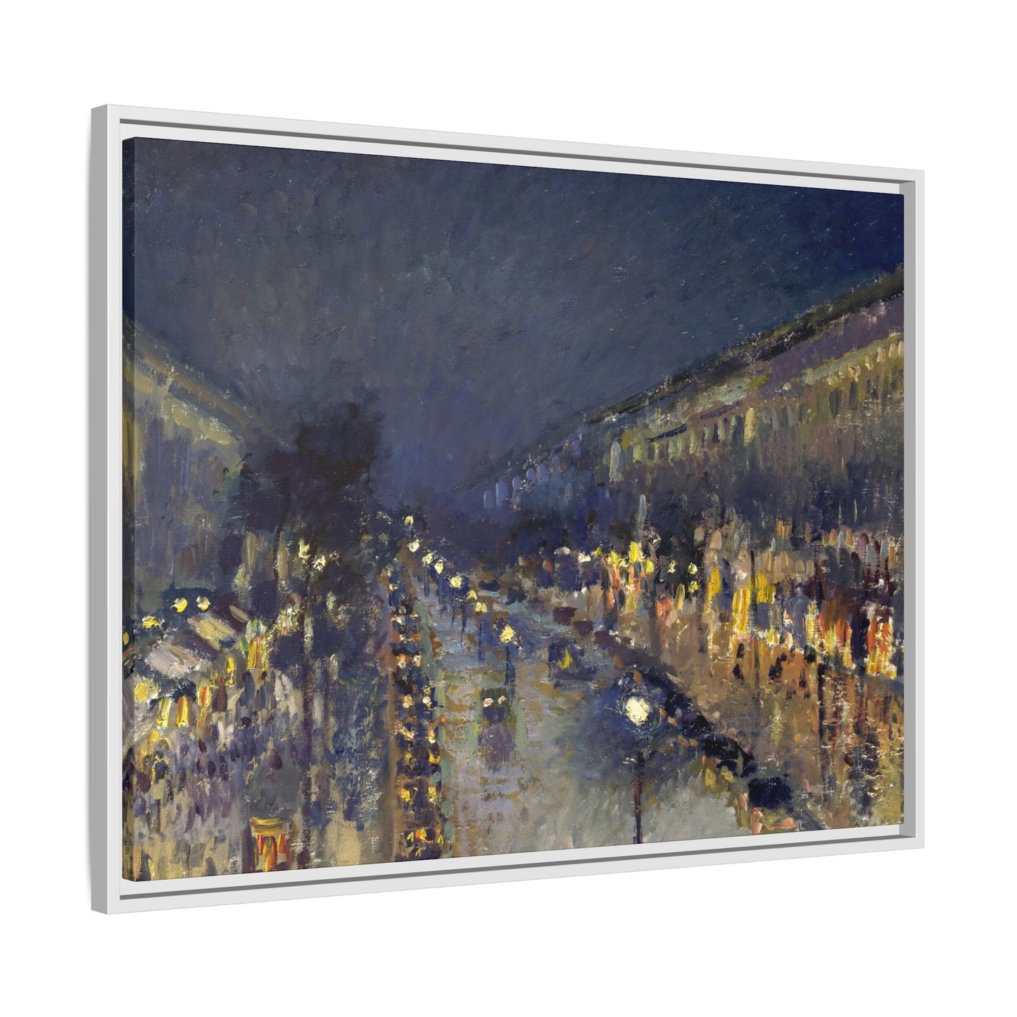 Pissarro, Camille - The Boulevard Montmartre At Night (1897) - Matte Canvas, Framed